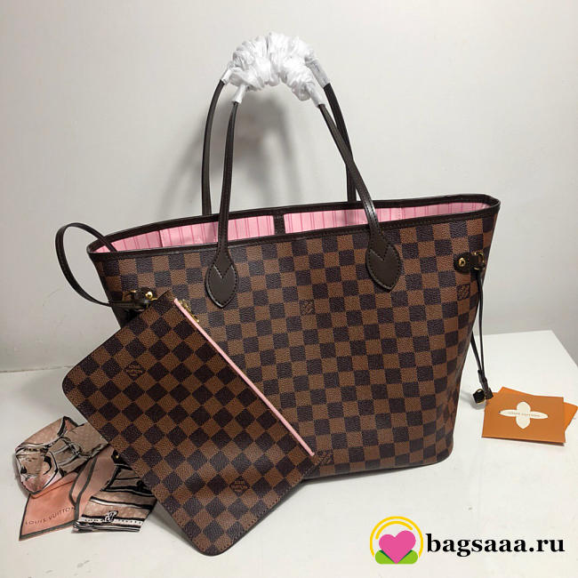 LV original shopping bag N41603 coffee with pink - 1