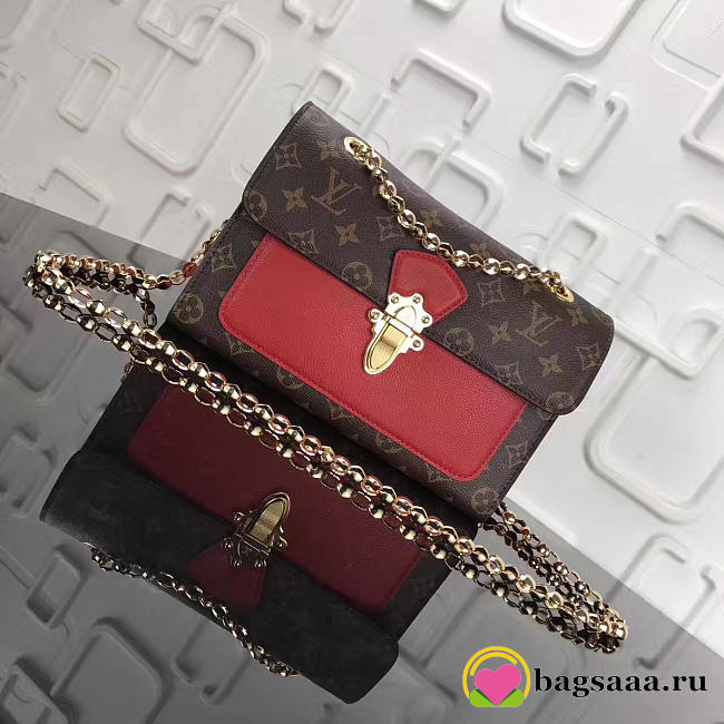 Louis Vuitton original Monogram canvas lady chain bag red VICTOIRE handbag M41731 - 1