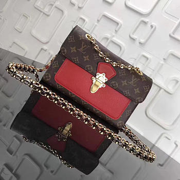 Louis Vuitton original Monogram canvas lady chain bag red VICTOIRE handbag M41731