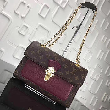 Louis Vuitton original Monogram canvas chain bag with amaranthVICTOIRE handbag M41731