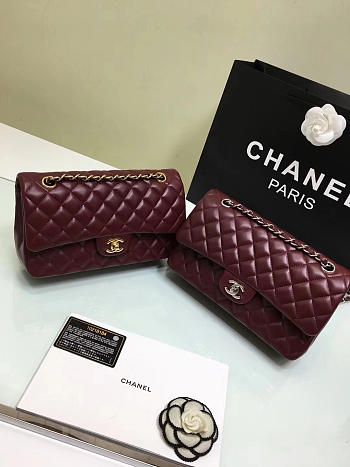 Chanel Flap Maroon Bag With Silver or gold Hardware 25cm CF1112