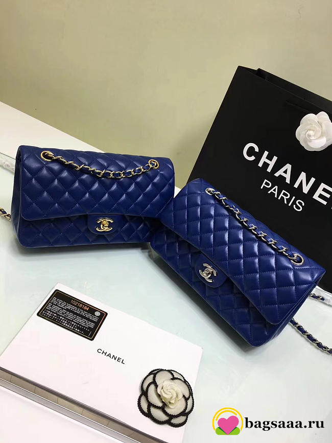 Chanel Flap Blue Bag With Silver or gold Hardware 25cm CF1112 - 1