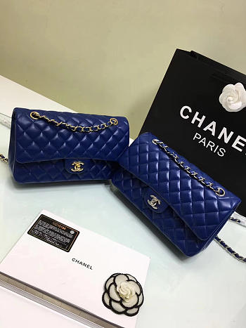 Chanel Flap Blue Bag With Silver or gold Hardware 25cm CF1112