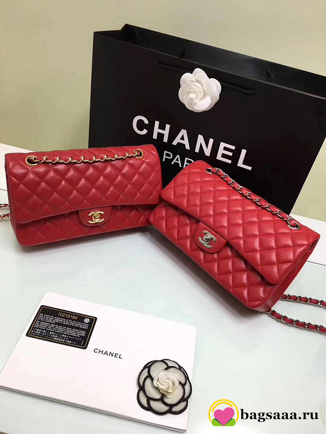 Chanel Flap Red Bag With Silver or gold Hardware 25cm CF1112 - 1