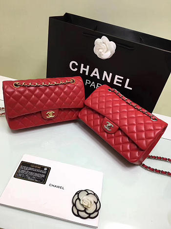 Chanel Flap Red Bag With Silver or gold Hardware 25cm CF1112