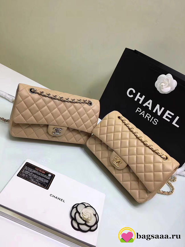 Chanel Flap Apricot Bag With Silver or gold Hardware 25cm CF1112 - 1