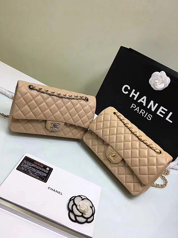 Chanel Flap Apricot Bag With Silver or gold Hardware 25cm CF1112
