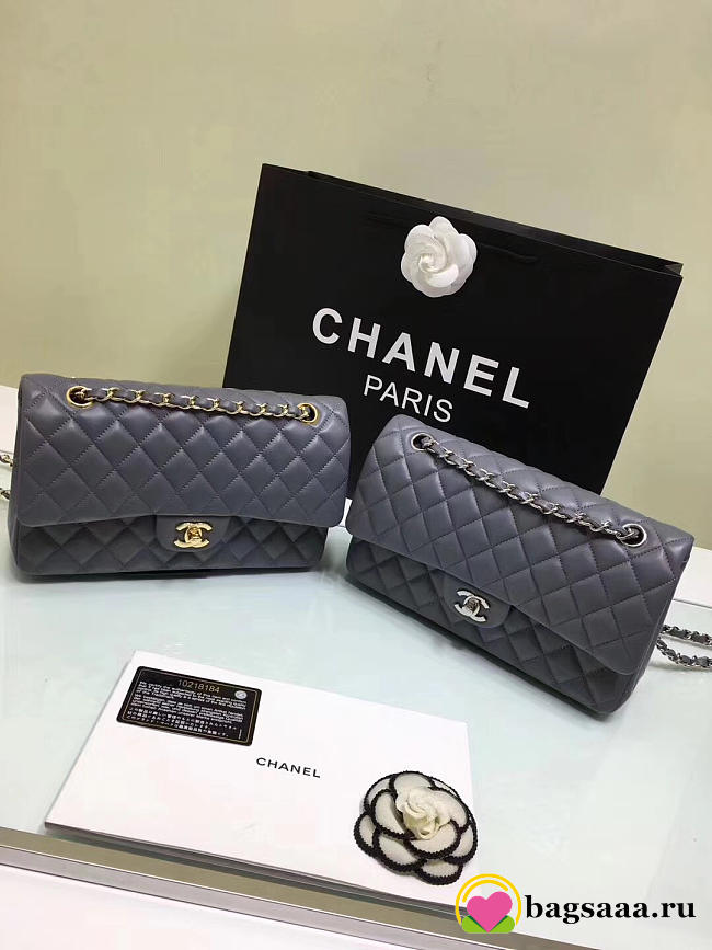 Chanel Flap Gray Bag With Silver or gold Hardware 25cm CF1112 - 1