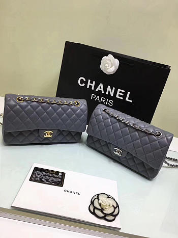 Chanel Flap Gray Bag With Silver or gold Hardware 25cm CF1112