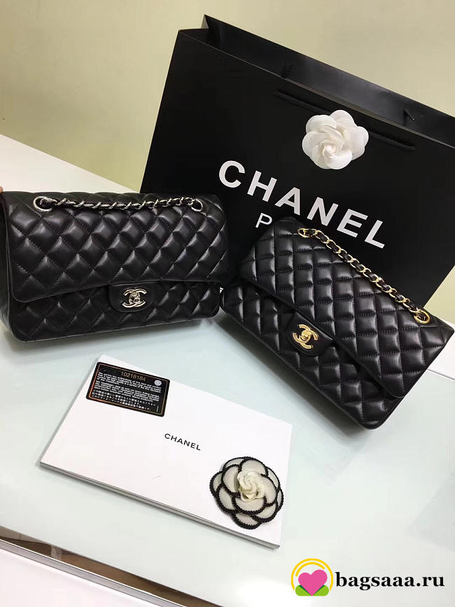 Chanel Flap Black Bag With Silver or gold Hardware 25cm CF1112 - 1