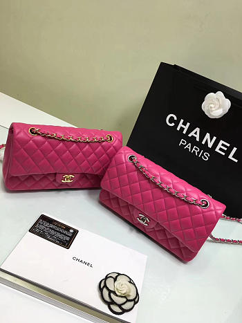 Chanel Flap Rose Red Bag With Silver or gold Hardware 25cm CF1112