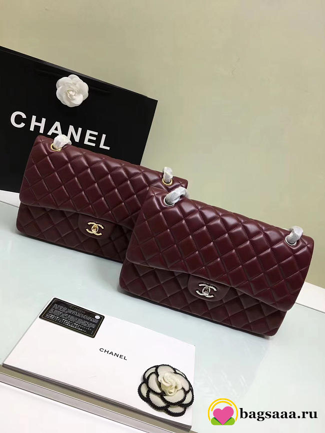 Chanel Jumbo Flap Maroon Bag With Silver or gold Hardware 30cm  - 1