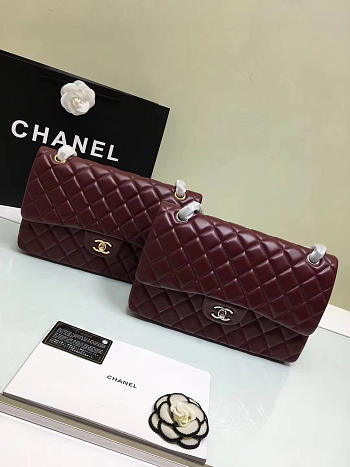 Chanel Jumbo Flap Maroon Bag With Silver or gold Hardware 30cm 