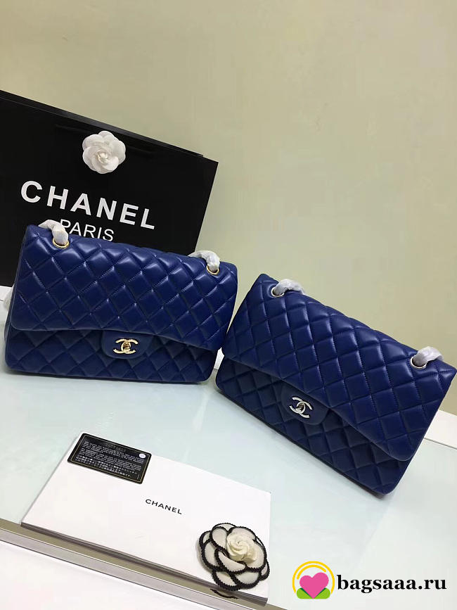 Chanel Jumbo Flap Blue Bag With Silver or gold Hardware 30cm - 1