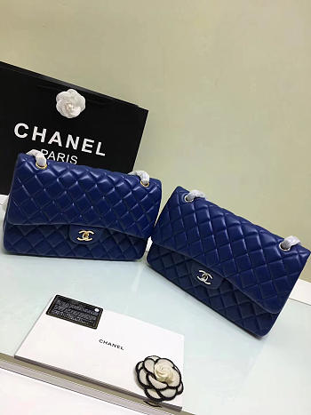 Chanel Jumbo Flap Blue Bag With Silver or gold Hardware 30cm