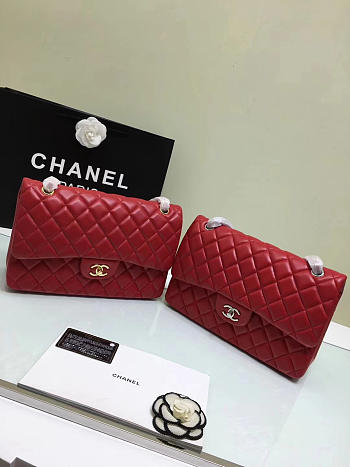 Chanel Jumbo Flap Red Bag With Silver or gold Hardware 30cm