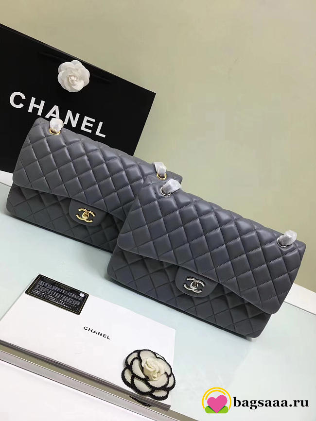 Chanel Jumbo Flap Gray Bag With Silver or gold Hardware 30cm - 1
