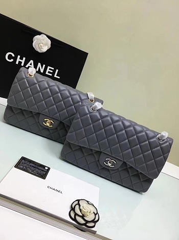 Chanel Jumbo Flap Gray Bag With Silver or gold Hardware 30cm