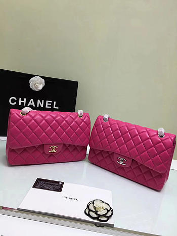 Chanel Jumbo Rose Red Maroon Bag With Silver or gold Hardware 30cm