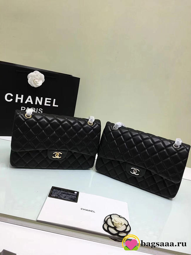 Chanel Jumbo Black Bag With Silver or gold Hardware 30cm - 1