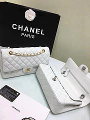 Chanel Double Flap White Bag with Silver or Glod Hardware 25cm - 3