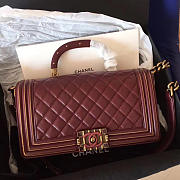Chanel Boy Bag with Wine Red 25cm - 1