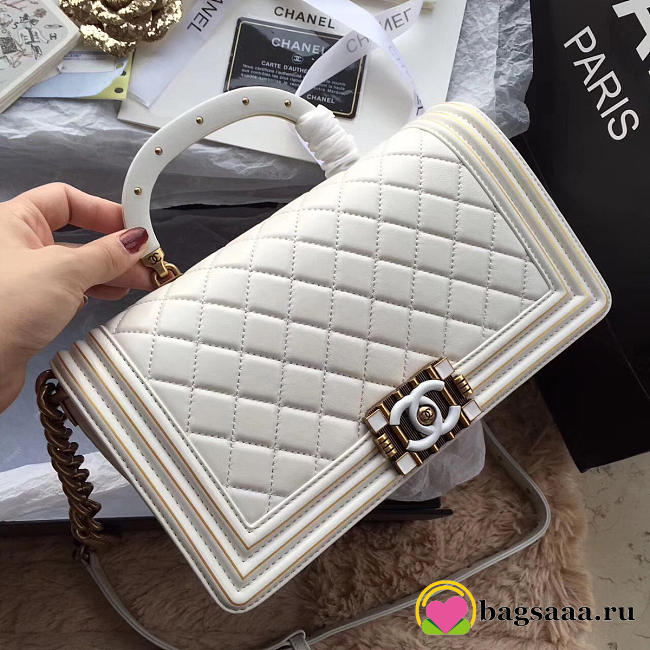 Chanel Boy Bag with White 25cm - 1