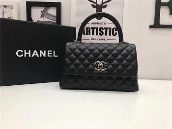 Chanel Coco Black Handle Bag with Silver Hardware