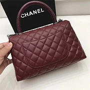 Chanel Coco Wine Red Handle Bag with Silver Hardware - 3