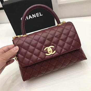 Chanel Coco Wine Red Handle Bag with Gold Hardware