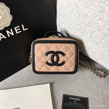 Chanel small Caviar Vanity bag pink and black