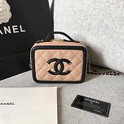 Chanel small Caviar Vanity bag pink and black - 5