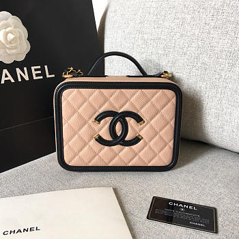 Chanel medium Caviar Vanity bag pink and black