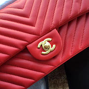 Chanel Flap Red Chevron Lambskin 25CM With Gold Hardware - 5