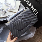 Chanel Flap Gray Chevron Lambskin 25CM With Gold Hardware - 6