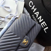 Chanel Flap Gray Chevron Lambskin 25CM With Gold Hardware - 4