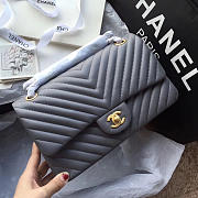 Chanel Flap Gray Chevron Lambskin 25CM With Gold Hardware - 2