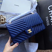 Chanel Flap Blue Chevron Lambskin 25CM With Gold Hardware - 1