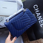Chanel Flap Blue Chevron Lambskin 25CM With Gold Hardware - 5