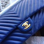 Chanel Flap Blue Chevron Lambskin 25CM With Gold Hardware - 3