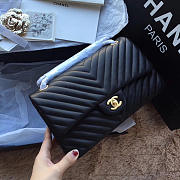 Chanel Flap Black Chevron Lambskin 25CM With Gold Hardware - 1