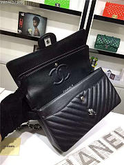 Chanel Flap Black Chevron Caiar 25CM With Silver Hardware - 2