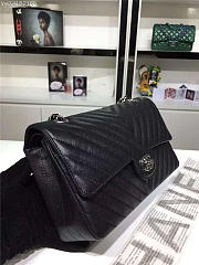 Chanel Flap Black Chevron Caiar 25CM With Silver Hardware - 4