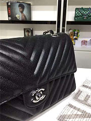Chanel Flap Black Chevron Caiar 25CM With Silver Hardware - 5