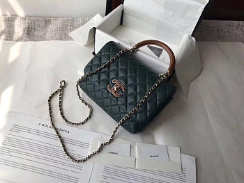 Chanel Coco Handle Bag Black Dark Green