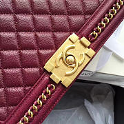 Chanel Boy Bag Wine Red 25cm - 3