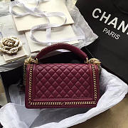 Chanel Boy Bag Wine Red 25cm - 6