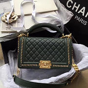 Chanel Boy Bag Dark Green 25cm - 1