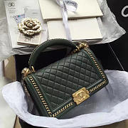 Chanel Boy Bag Dark Green 25cm - 4