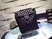 Chanel Lambskin Backpack Black Silver Hardware  - 1